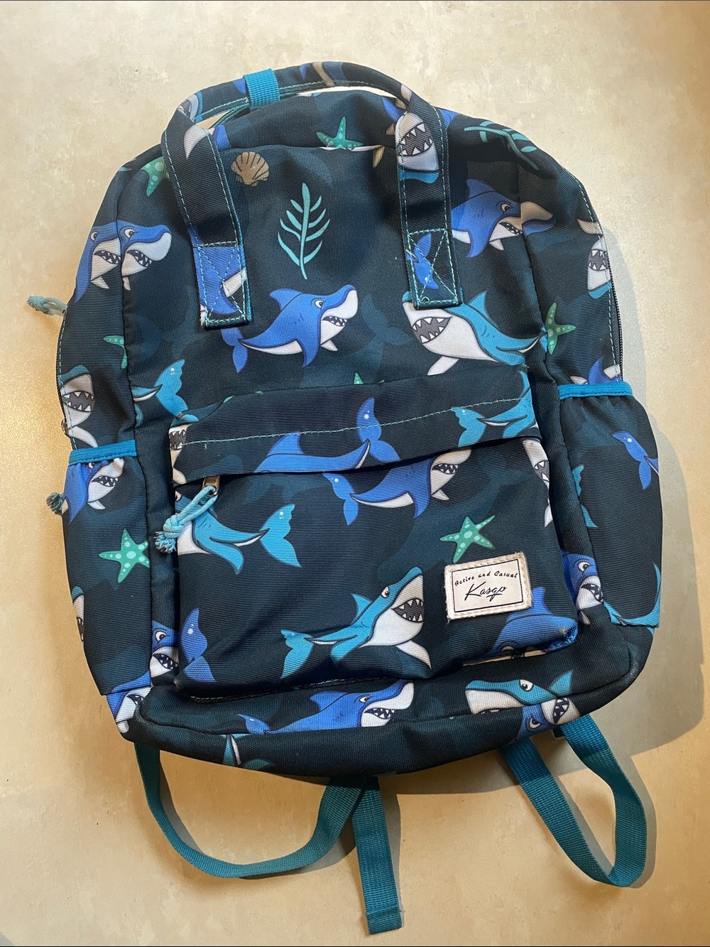 Kasqo Backpack Shark Theme Blue and White